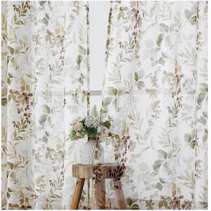 OWENIE Crushed Sheer Curtains 2 Panels